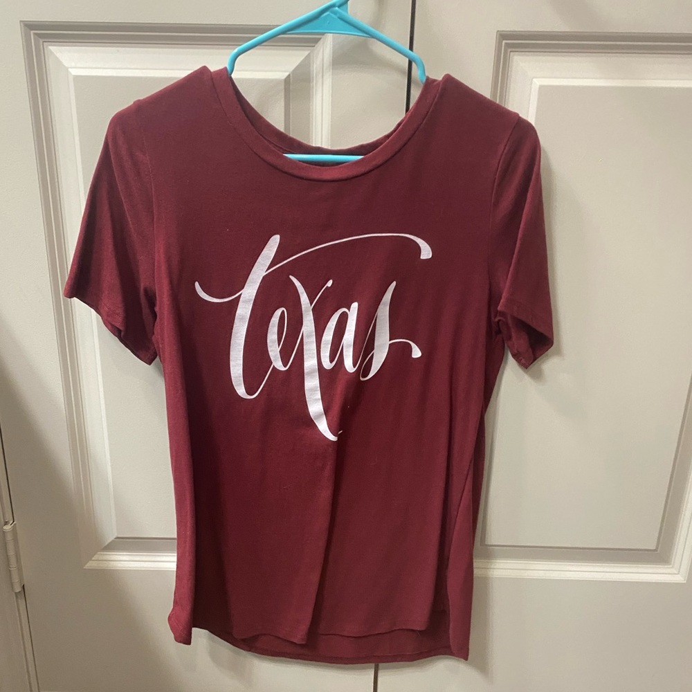 Short Sleeve Maroon “Texas” T-Shirt